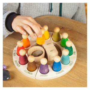 Waldorf naptár, hónapok angolul, Grapat, szín: Többszínű, méret: emberke: 6 cm – illusztráció