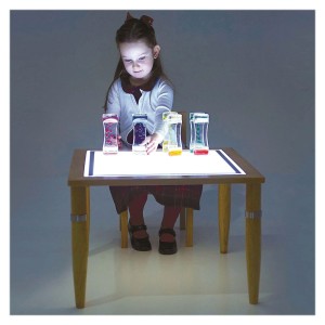 Világító asztal állitható magassággal, TickiT, szín: Natur, méret: 60x60 cm – illusztráció