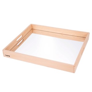 Nagyméretű fatálca akril tükörrel, Tickit, szín: Natur, méret: 50x44x5 cm – illusztráció