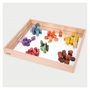 Nagyméretű fatálca akril tükörrel, Tickit, szín: Natur, méret: 50x44x5 cm – illusztráció