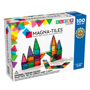 MAGNA-TILES Clear, mágneses építőjáték, 100 db, szín: Többszínű, méret: doboz: 30x8x22 cm – illusztráció