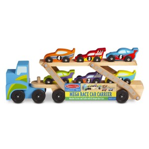 Óriás versenyautó szállitó fából, Melissa & Doug, szín: Többszínű, méret: 46x19x9 cm – illusztráció