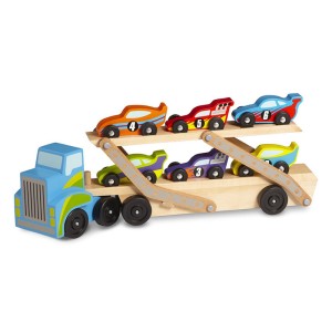 Óriás versenyautó szállitó fából, Melissa & Doug, szín: Többszínű, méret: 46x19x9 cm – illusztráció