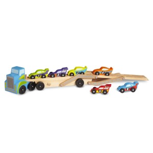 Óriás versenyautó szállitó fából, Melissa & Doug, szín: Többszínű, méret: 46x19x9 cm – illusztráció