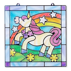 Varázslatos unikornis, ólomüveg matrica készlet, szín: Többszínű, méret: 18x18 cm – illusztráció