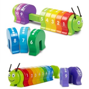 Tanuljunk számolni a színes hernyóval, Melissa & Doug, szín: Többszínű, méret: 27x8x6 cm – illusztráció