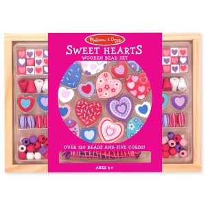 Szív alakú gyöngyök fából, Melissa & Doug, szín: Többszínű, méret: doboz: 25x3x18 cm – illusztráció