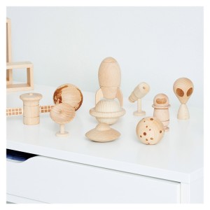Space Adventure, fából készült figurákkal, szín: Natur, méret: 12-Aug cm – illusztráció