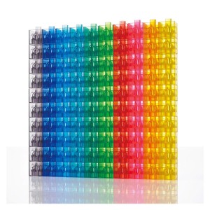 Linking Cubes, 100 darabos készlet áttetsző elemekkel, szín: Többszínű, méret: 2x2x2 cm – illusztráció