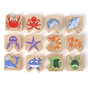 Vicces vízi állatok, egyensúlyozó játék fából, Milaniwood (M-MCMW-006)