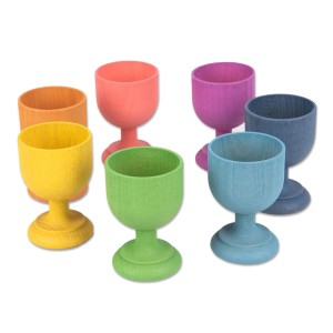 Színes fapoharak, TickiT, szín: Többszínű, méret: 4x4x7 cm – illusztráció