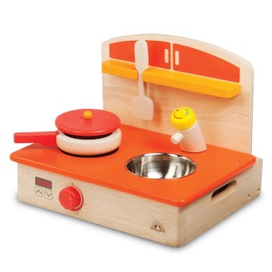 Gáztűzhely fából, kellékekkel, Wonderworld, szín: Multicolor, méret: 37x32x13 cm – illusztráció