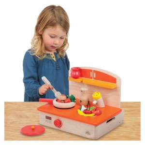 Gáztűzhely fából, kellékekkel, Wonderworld, szín: Multicolor, méret: 37x32x13 cm – illusztráció