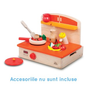 Gáztűzhely fából, kellékekkel, Wonderworld, szín: Multicolor, méret: 37x32x13 cm – illusztráció