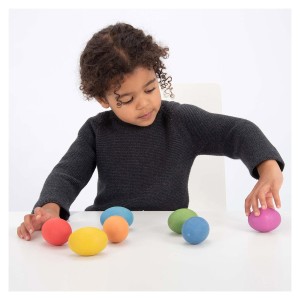 Színes fatojások, 7 db-os készlet, TickiT, szín: Többszínű, méret: 7x5 cm – illusztráció