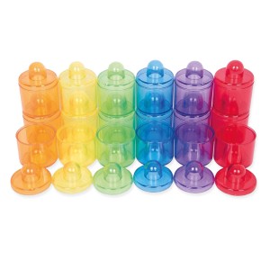 Színes átlátszó üveg tégelyek, 18 db-os készlet, szín: Többszínű, méret: 6x4x4 cm – illusztráció