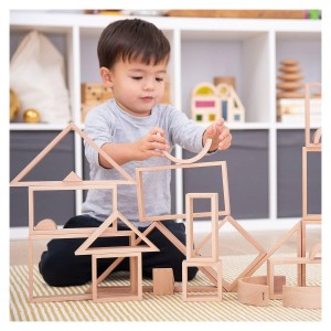 Építész készlet 28 darab geometriai formával, szín: Natur, méret: 7-22 cm – illusztráció