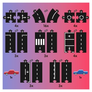 Waytoplay, 40 db-os autópálya szett 2 autóval, szín: Többszínű, méret: 648 cm – illusztráció