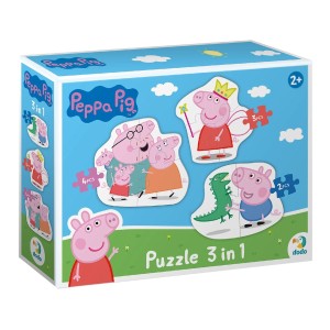 Peppa malac, 3 az 1-ben puzzle, szín: Többszínű, méret: 18x20 cm – illusztráció