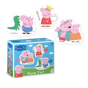 Peppa malac, 3 az 1-ben puzzle, szín: Többszínű, méret: 18x20 cm – illusztráció