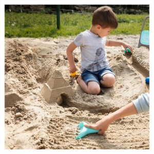 Raki, homokozó lapát és gereblye, kék, szín: feherastru, méret: 16x11x6 cm – illusztráció