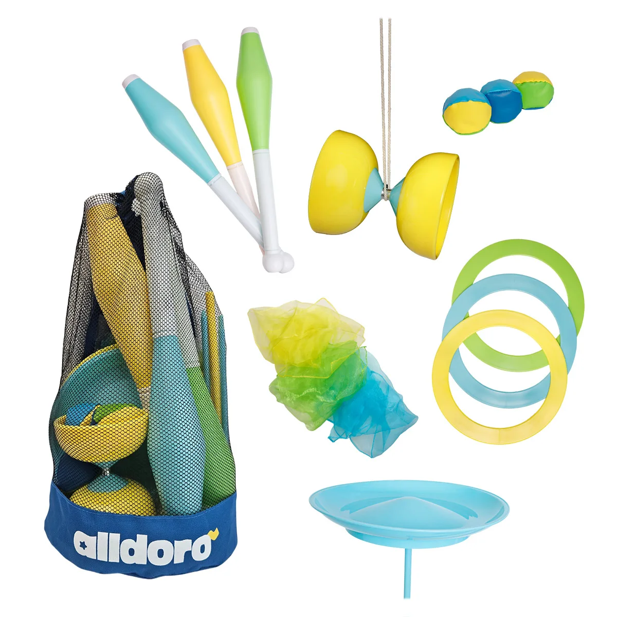 Zsonglőr szett hátizsákban, szín: Többszínű, méret: 45x25x16 cm – illusztráció