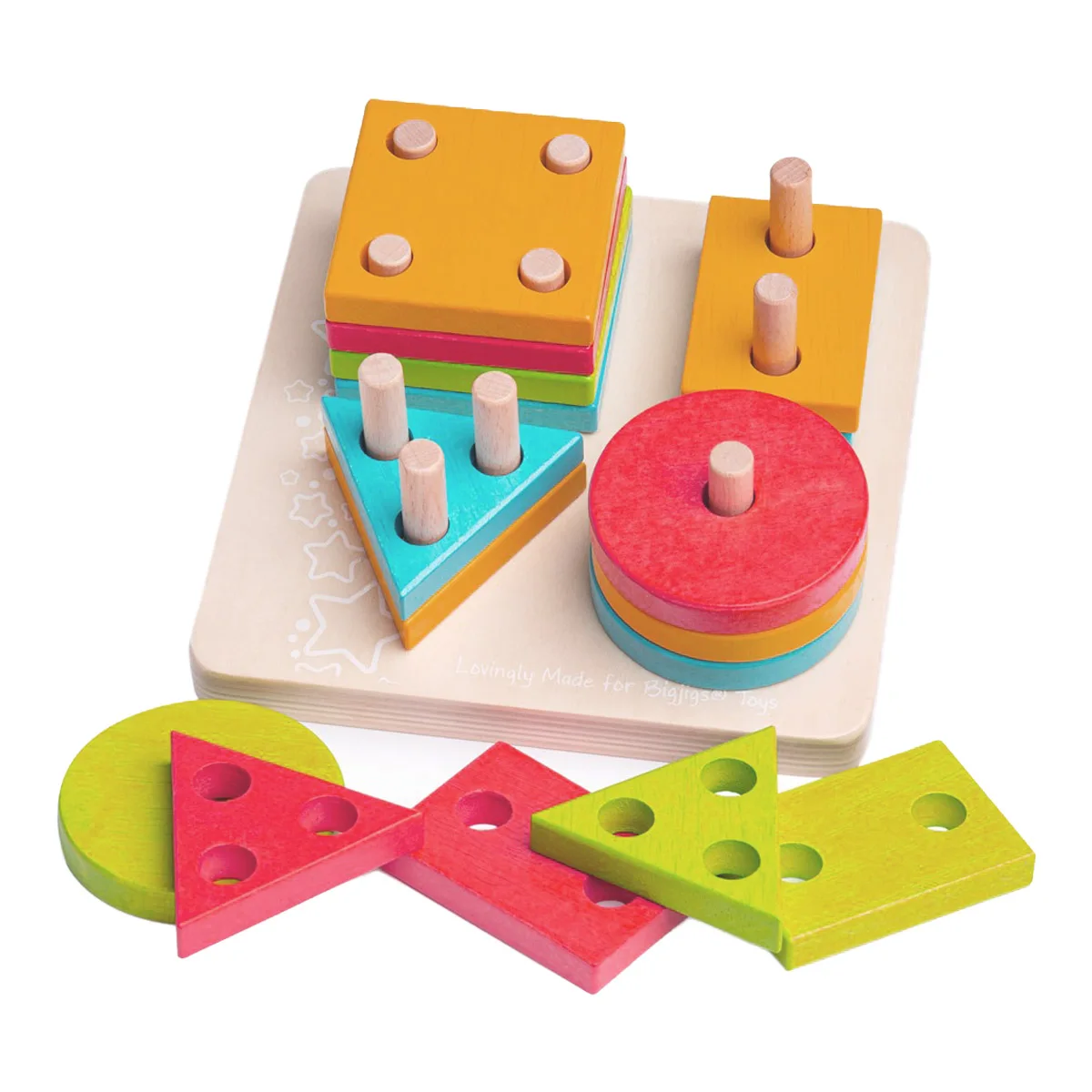 Fa formaválogató játék, szín: Többszínű, méret: 18x18x7 cm – illusztráció