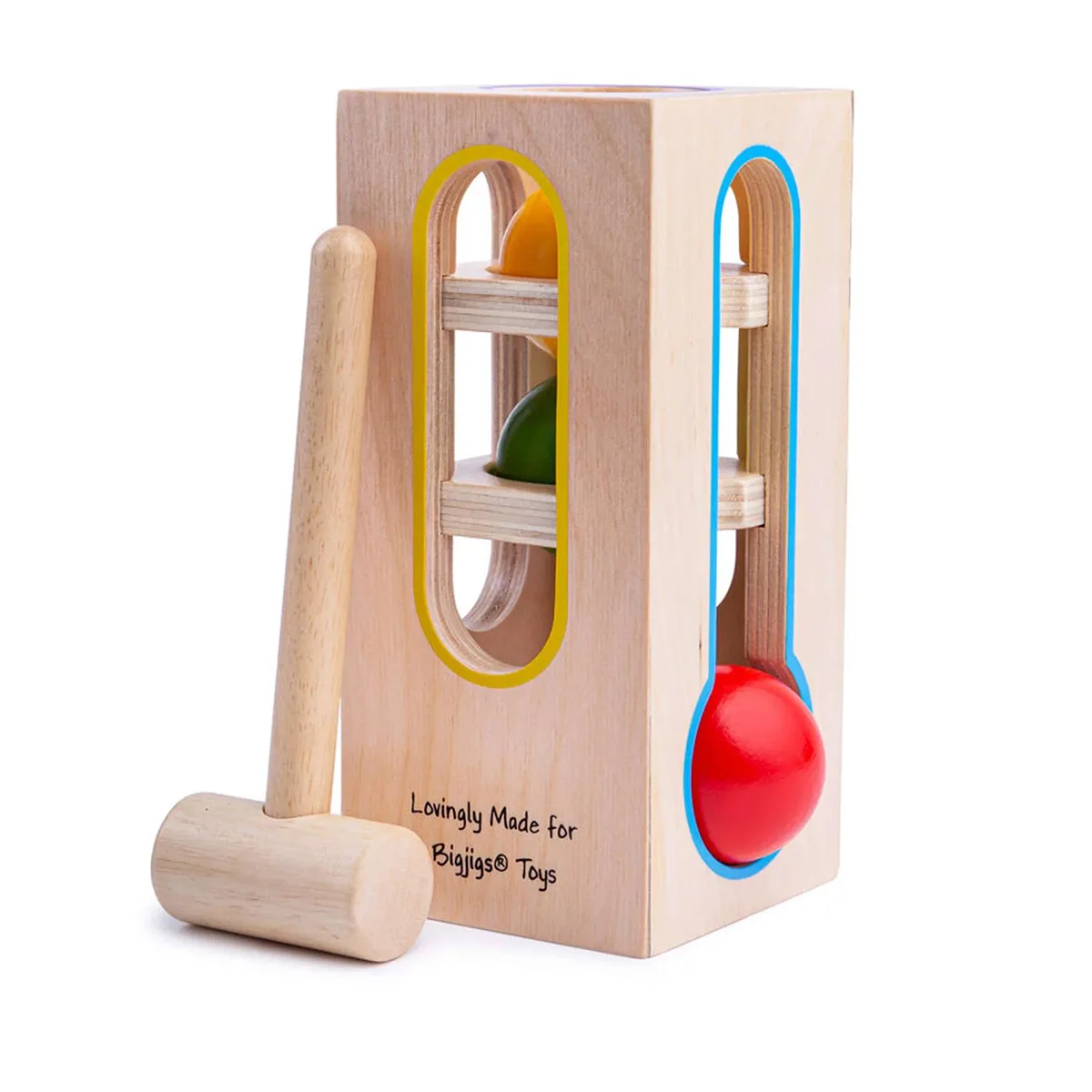 Golyópálya  torony fából, szín: Többszínű, méret: 10x9x21 cm – illusztráció