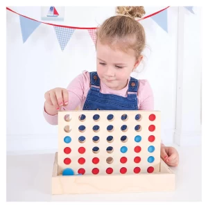 Négy egy sorban, klasszikus fa társasjáték, szín: Többszínű, méret: 28x19x4 cm – illusztráció